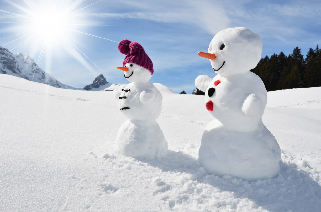 Pair of Snowmen jigsaw puzzle in Puzzle of the Day puzzles on TheJigsawPuzzles.com