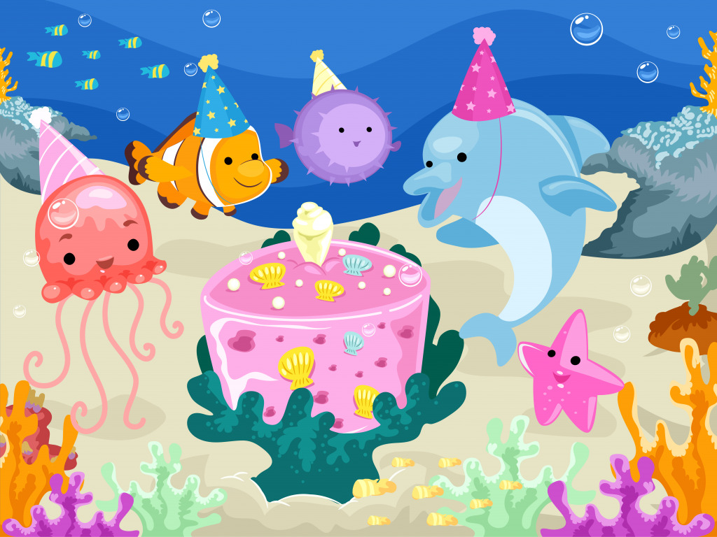 Underwater Birthday Party jigsaw puzzle in Under the Sea puzzles on TheJigsawPuzzles.com