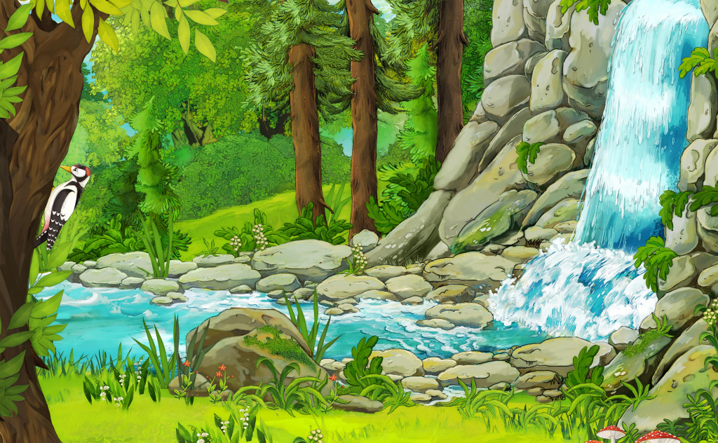 Водопад в лесу jigsaw puzzle in Водопады puzzles on TheJigsawPuzzles.com