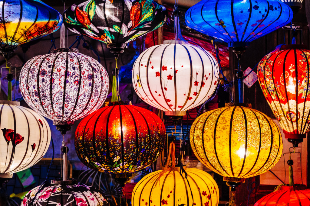 Lanterns in Hoi An, Vietnam jigsaw puzzle in Handmade puzzles on TheJigsawPuzzles.com
