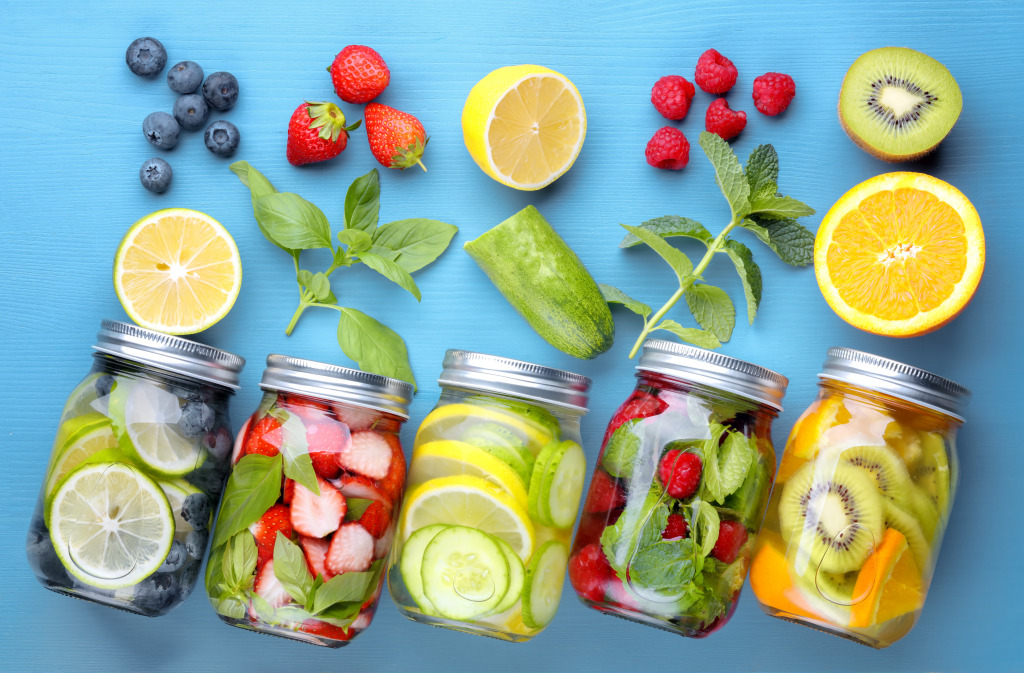 Healthy Detox Water With Fruits jigsaw puzzle in Fruits & Veggies puzzles on TheJigsawPuzzles.com
