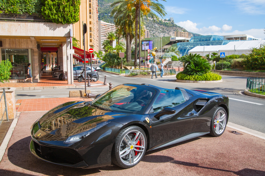 Ferrari in Monaco, Monte Carlo jigsaw puzzle in Cars & Bikes puzzles on TheJigsawPuzzles.com