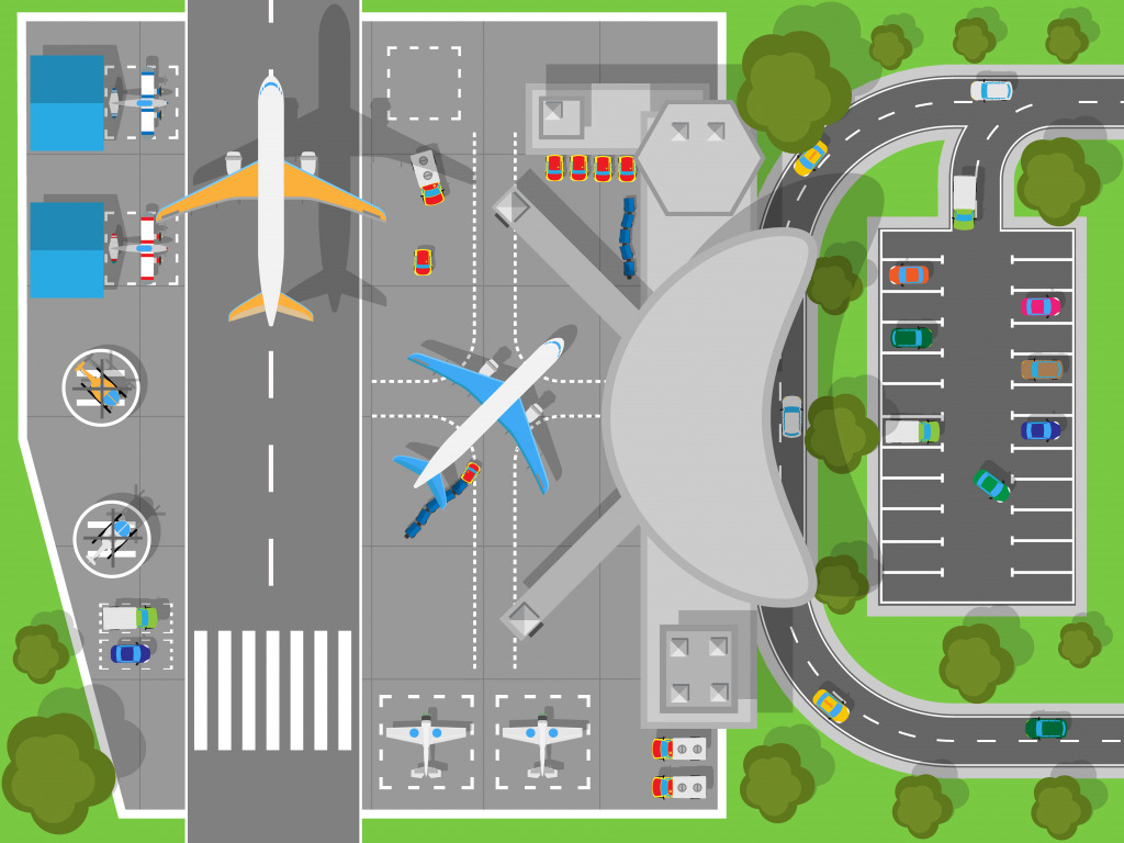 Airport Top View jigsaw puzzle in Aviation puzzles on TheJigsawPuzzles.com