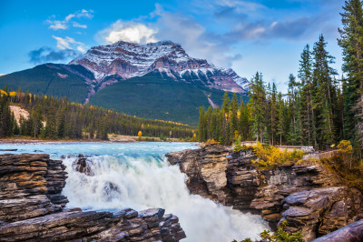 Athabasca Falls, Jasper National Park jigsaw puzzle in Waterfalls ...