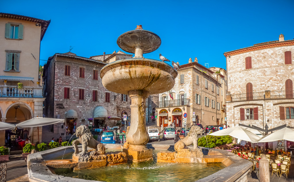 Piazza del Comune, Assisi, Italie jigsaw puzzle in Chutes d'eau puzzles on TheJigsawPuzzles.com