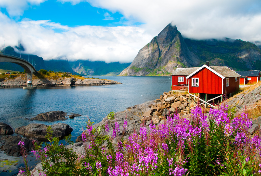 Fishing Houses on Lofoten Islands, Norway jigsaw puzzle in Great Sightings puzzles on TheJigsawPuzzles.com