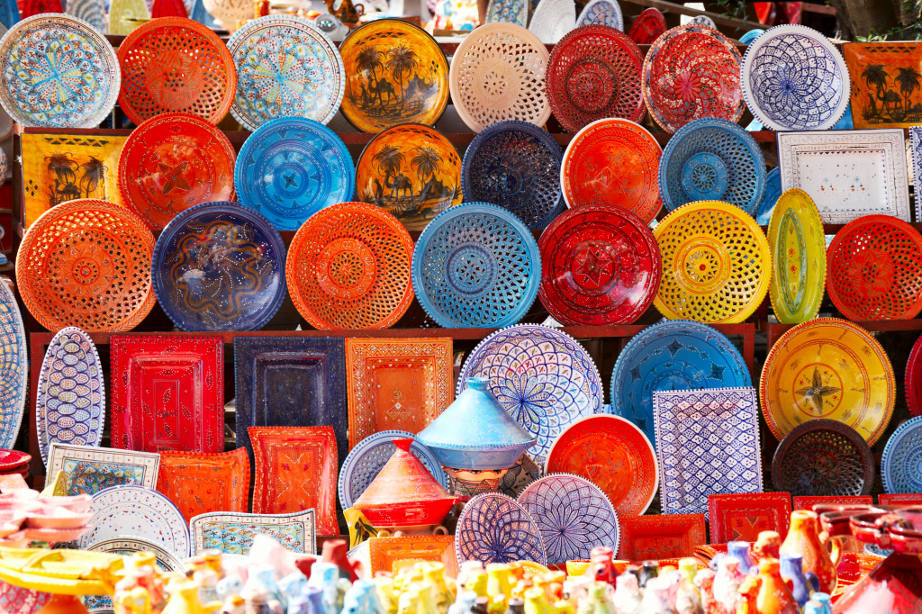 Earthenware in the Moroccan Market jigsaw puzzle in Handmade puzzles on TheJigsawPuzzles.com