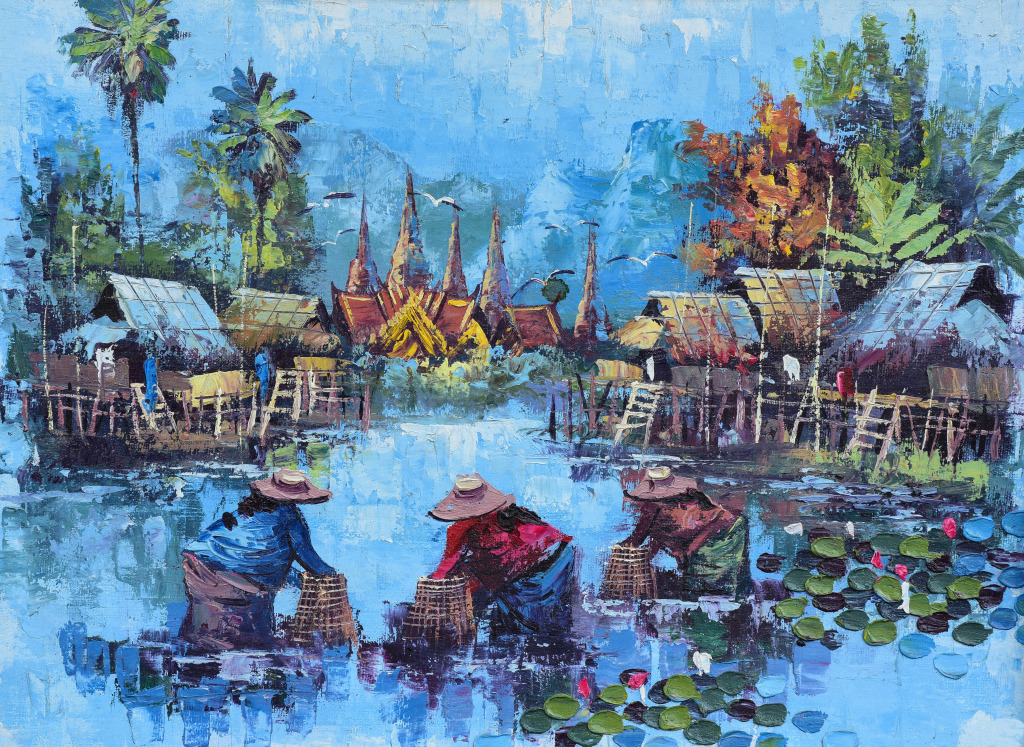 Leben Am Wasser In Thailand jigsaw puzzle in Kunstwerke puzzles on TheJigsawPuzzles.com