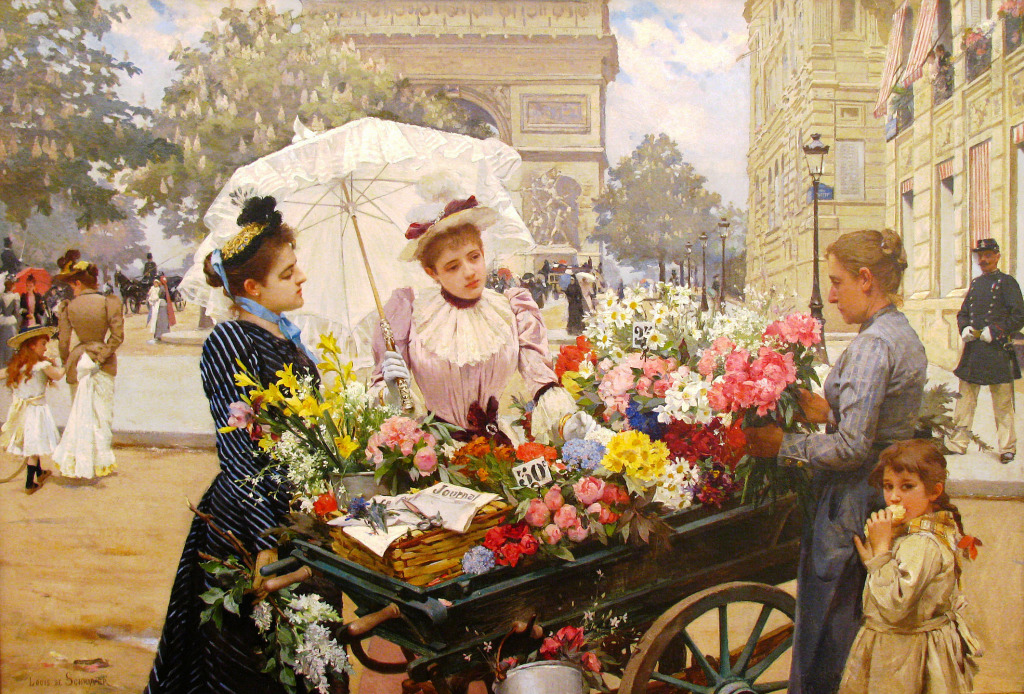 The Flower Seller on the Champs Elysees jigsaw puzzle in Piece of Art puzzles on TheJigsawPuzzles.com