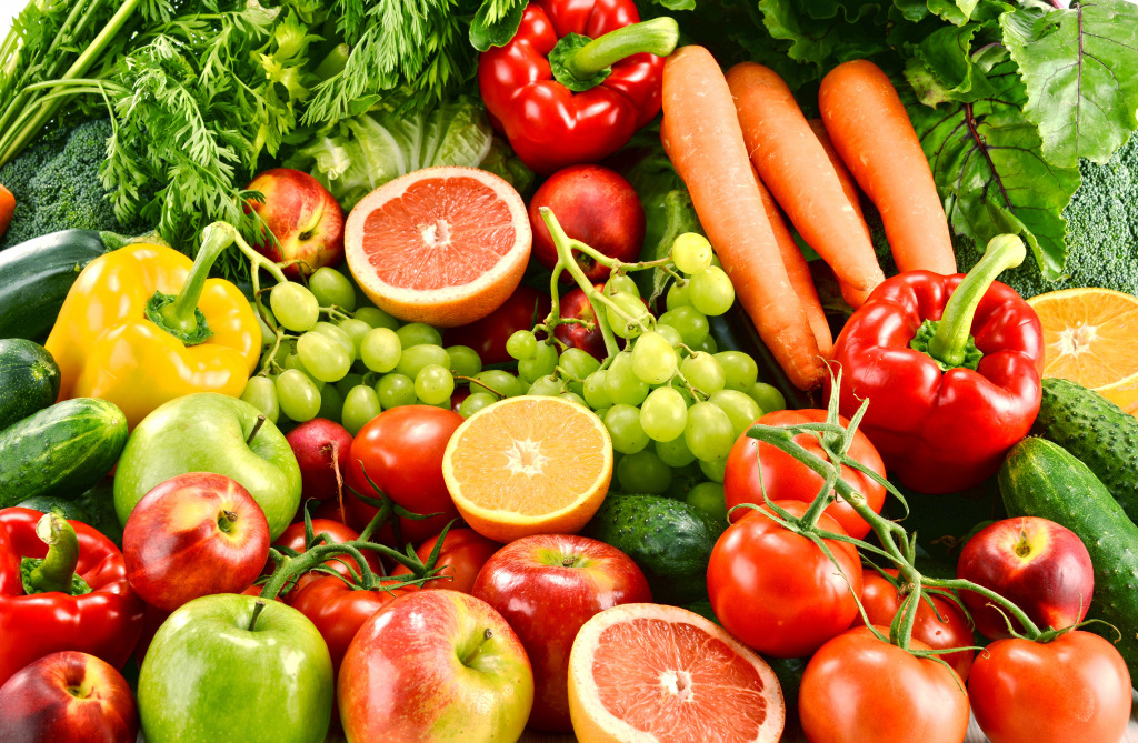 Variety of Organic Vegetables and Fruits jigsaw puzzle in Fruits & Veggies puzzles on TheJigsawPuzzles.com