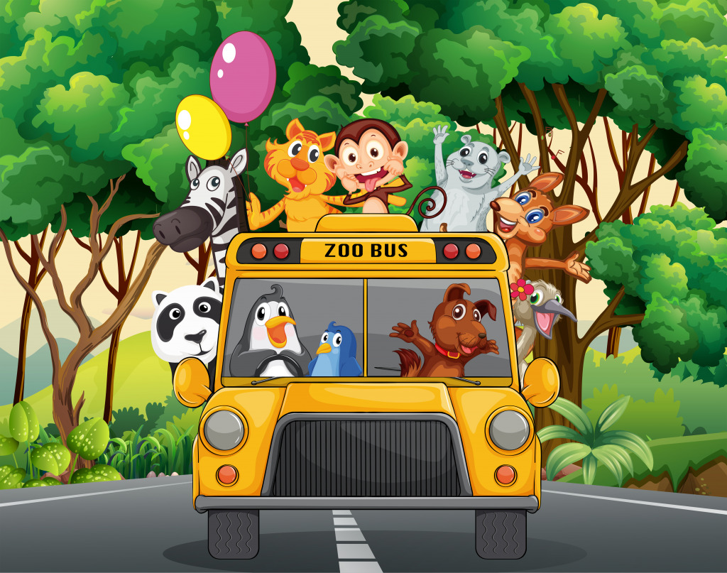 Animais no Ônibus de um Jardim Zoológico jigsaw puzzle in Animais puzzles on TheJigsawPuzzles.com