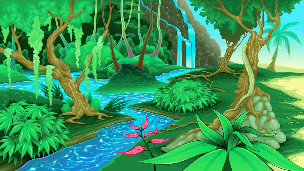 Fluss in den Dschungel jigsaw puzzle in Wasserfälle puzzles on TheJigsawPuzzles.com