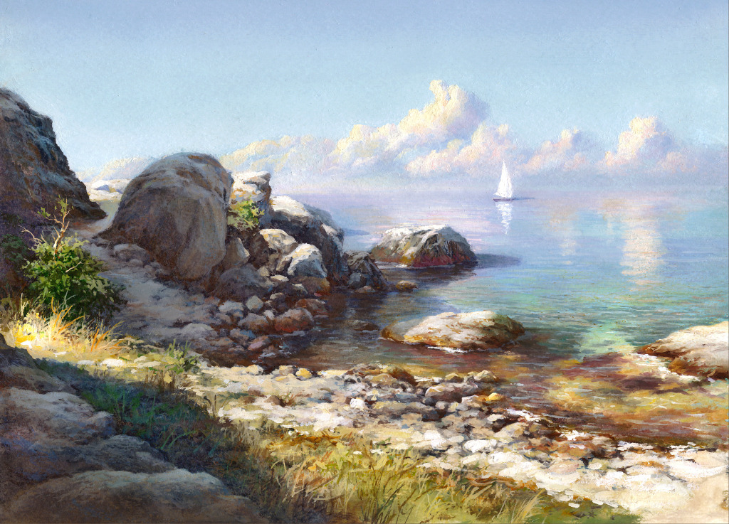 Aquarelle de paysage marin jigsaw puzzle in Chefs d'oeuvres puzzles on TheJigsawPuzzles.com