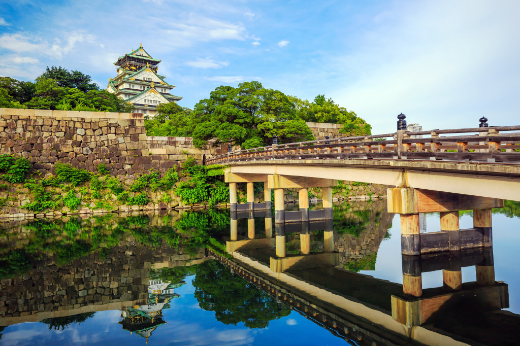 Pont du château d'Osaka, Japon jigsaw puzzle in Ponts puzzles on TheJigsawPuzzles.com