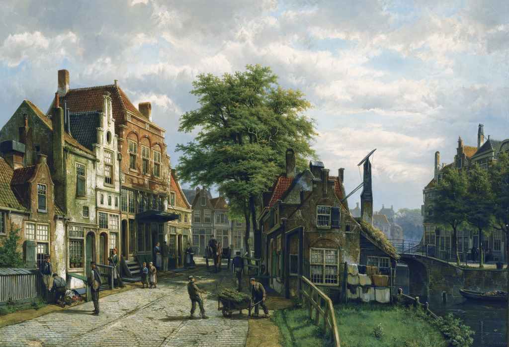 Dutch Town on a Sunny Day jigsaw puzzle in Piece of Art puzzles on TheJigsawPuzzles.com