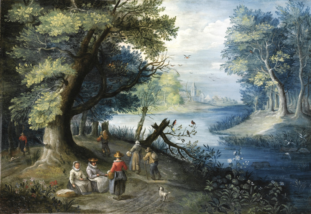 A River Landscape with Figures jigsaw puzzle in Piece of Art puzzles on TheJigsawPuzzles.com