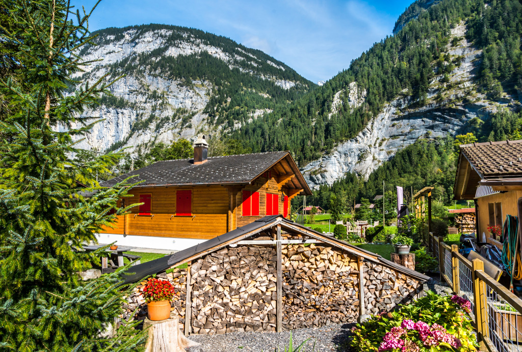 Mountain Village Murren, Switzerland jigsaw puzzle in Puzzle of the Day puzzles on TheJigsawPuzzles.com
