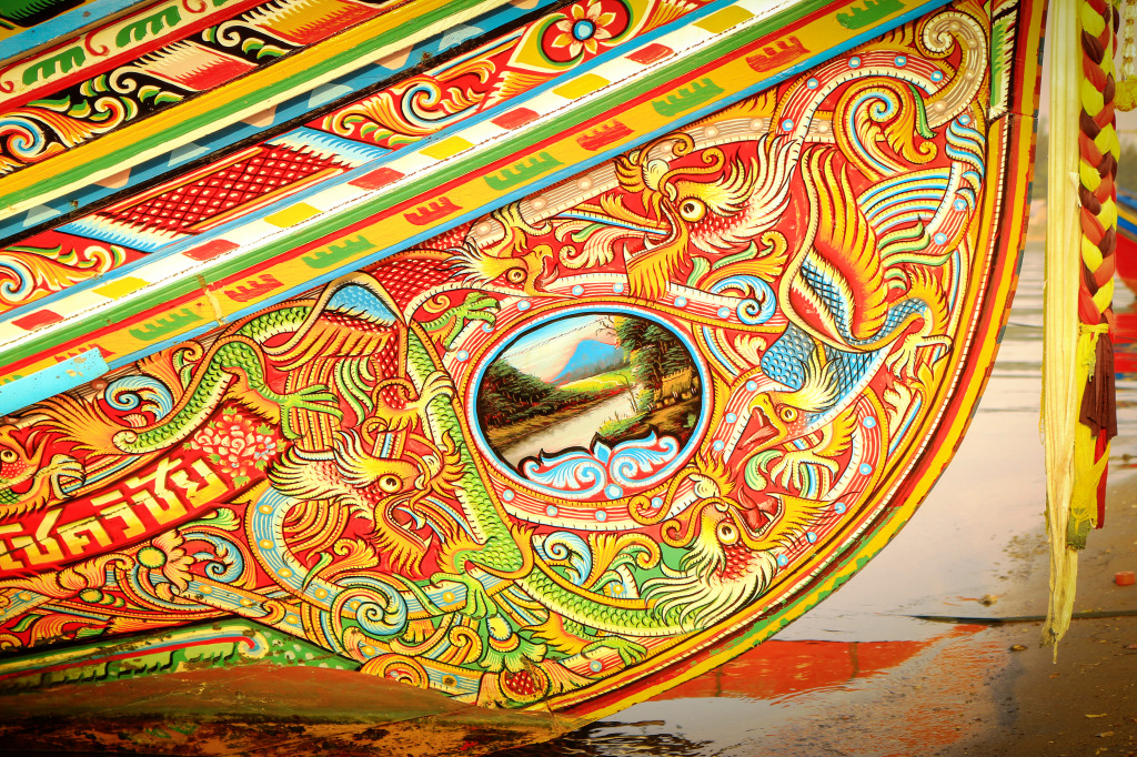 Bateau peint traditionnel, Sud de la Thaïlande jigsaw puzzle in Macrophotographie puzzles on TheJigsawPuzzles.com