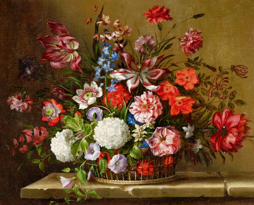 Still Life with Flowers in a Basket jigsaw puzzle in Flowers puzzles on TheJigsawPuzzles.com