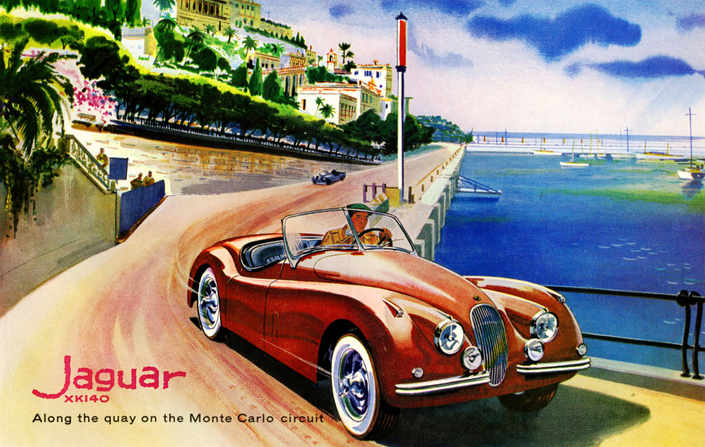 Jaguar XK-140, Monte Carlo Circuit jigsaw puzzle in Cars & Bikes puzzles on TheJigsawPuzzles.com
