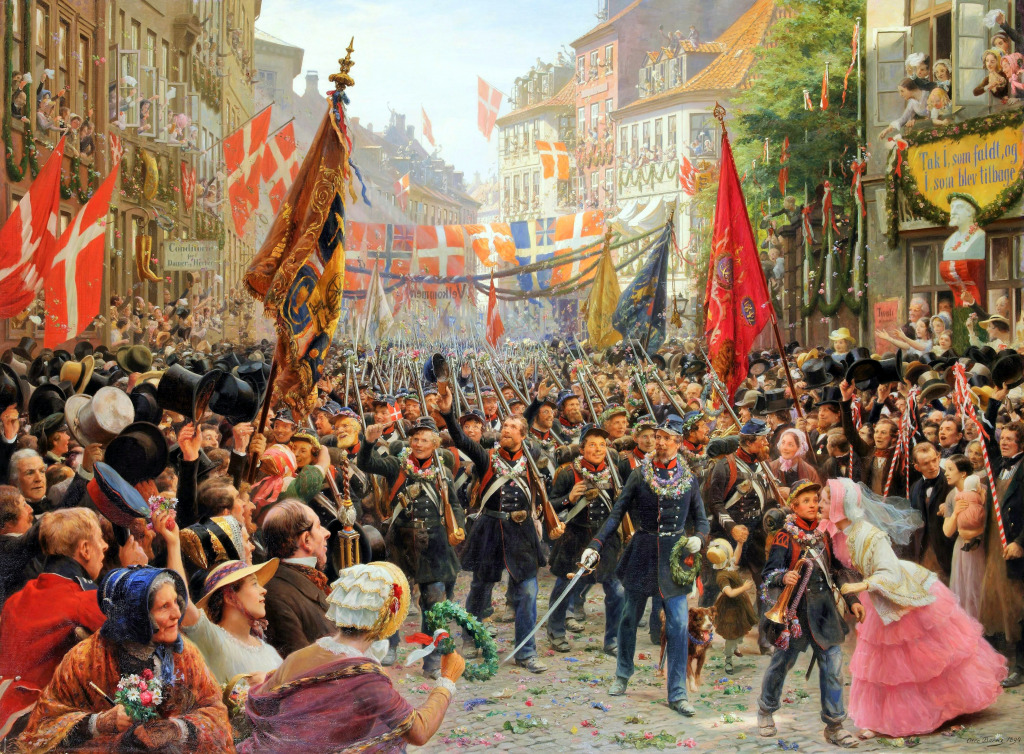 Dänische Soldaten kehren zurück nach Kopenhagen 1848 jigsaw puzzle in Kunstwerke puzzles on TheJigsawPuzzles.com