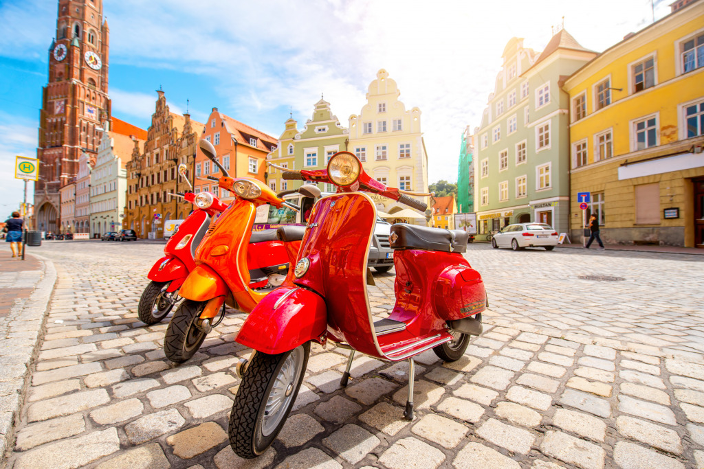 Retro Vespa Scooters in Germany jigsaw puzzle in Cars & Bikes puzzles on TheJigsawPuzzles.com