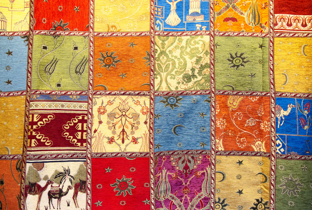 Crazy Quilt at the Arabian Market jigsaw puzzle in Handmade puzzles on TheJigsawPuzzles.com