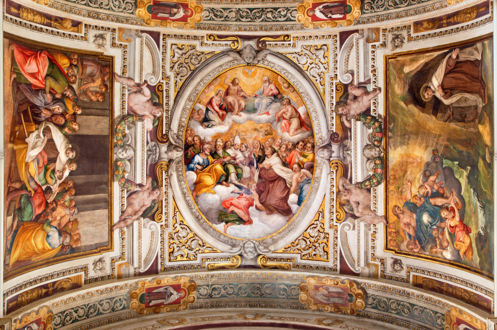 Ceiling Fresco, Chiesa di Santa Maria, Rome jigsaw puzzle in Piece of Art puzzles on TheJigsawPuzzles.com