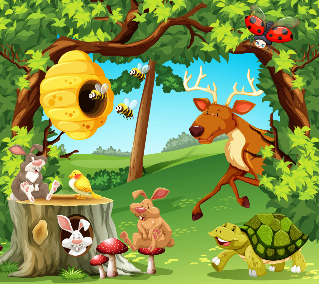 Animais Silvestres na Floresta jigsaw puzzle in Animais puzzles on TheJigsawPuzzles.com