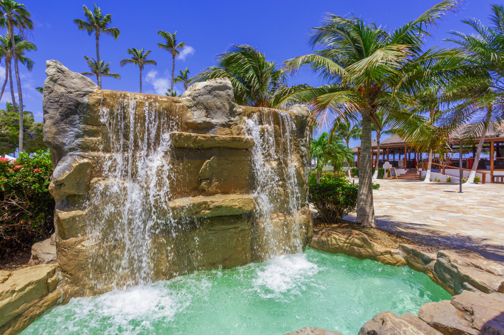 Waterfall at the Tropical Resort jigsaw puzzle in Waterfalls puzzles on TheJigsawPuzzles.com