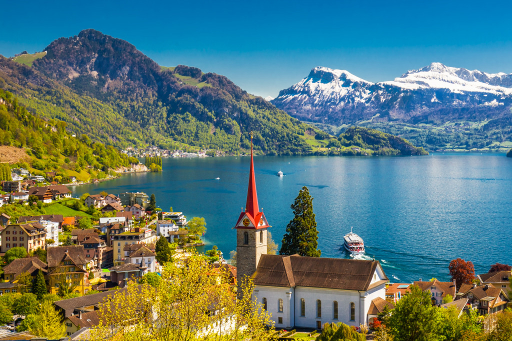 Lake Lucerne, Swiss Alps jigsaw puzzle in Puzzle of the Day puzzles on TheJigsawPuzzles.com