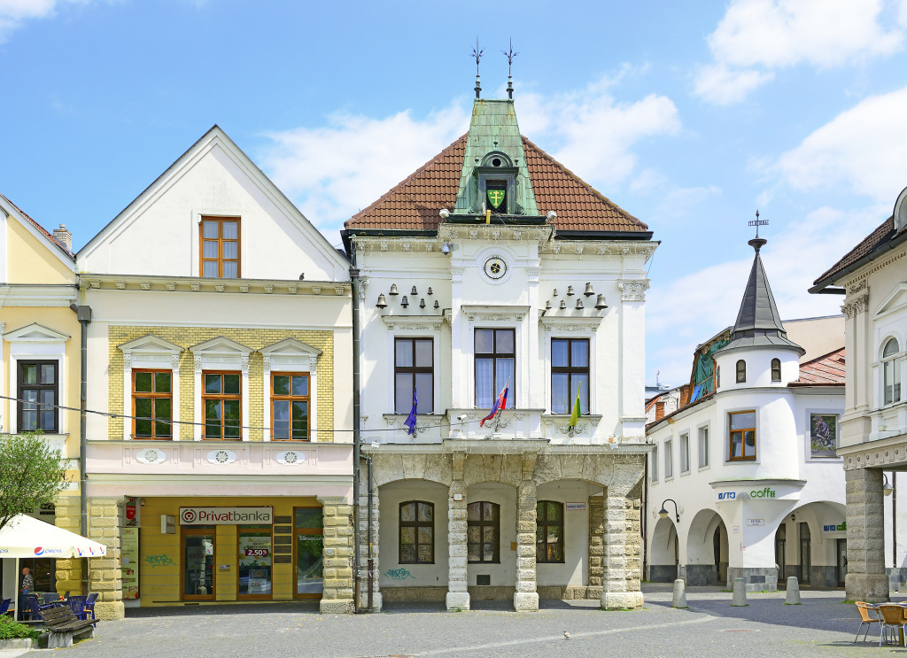 Hôtel de ville de l'ancienne ville de Zilina, Slovaquie jigsaw puzzle in Paysages urbains puzzles on TheJigsawPuzzles.com
