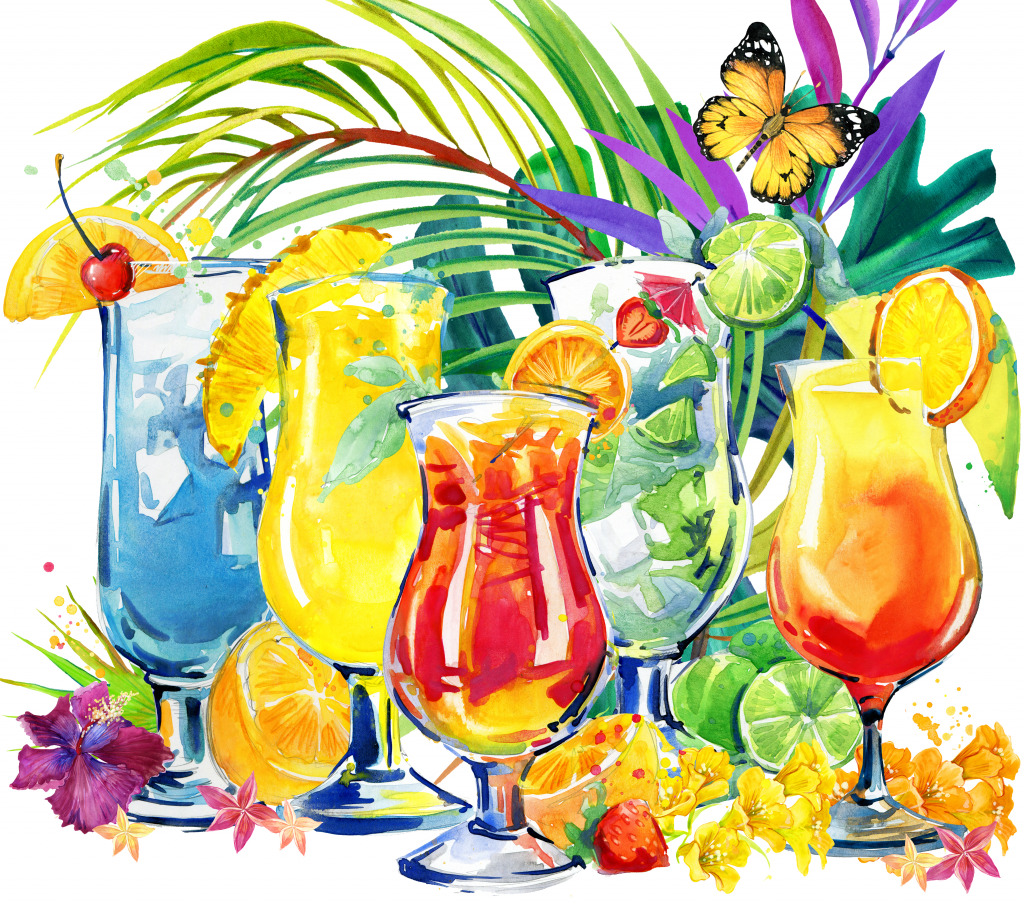 Tropical Cocktails jigsaw puzzle in Food & Bakery puzzles on TheJigsawPuzzles.com