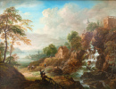 River Landscape with Waterfall and Watermill