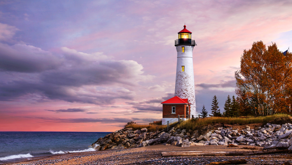 Crisp Point Lighthouse, Michigan jigsaw puzzle in Puzzle of the Day puzzles on TheJigsawPuzzles.com