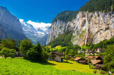 Lauterbrunnen Valley, Swiss Alps jigsaw puzzle in Waterfalls puzzles on ...