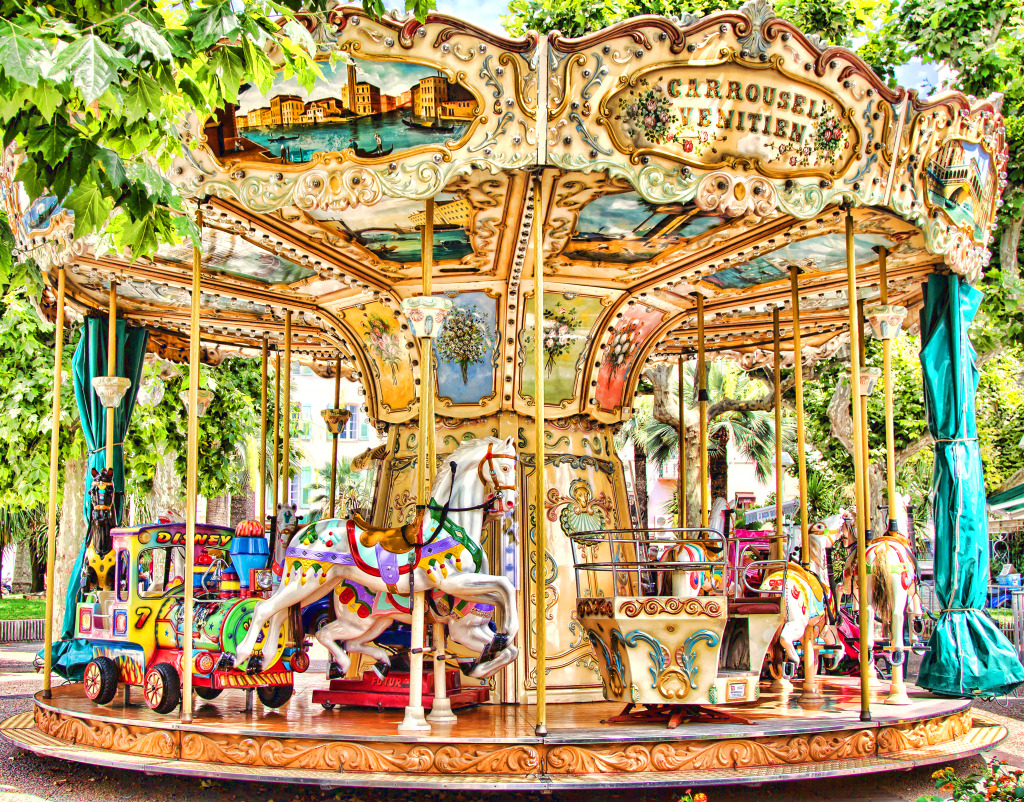 Merry-Go-Round In Cannes, France jigsaw puzzle in Puzzle of the Day puzzles on TheJigsawPuzzles.com