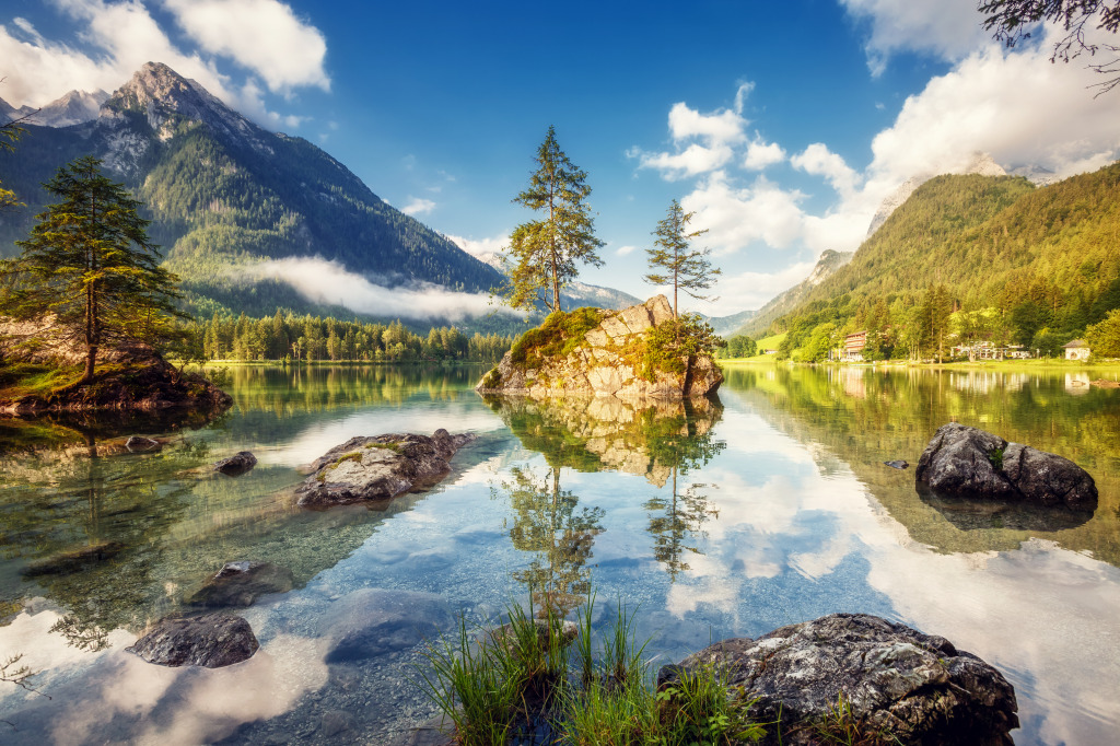 Lake Hintersee, Bavarian Alps jigsaw puzzle in Great Sightings puzzles on TheJigsawPuzzles.com