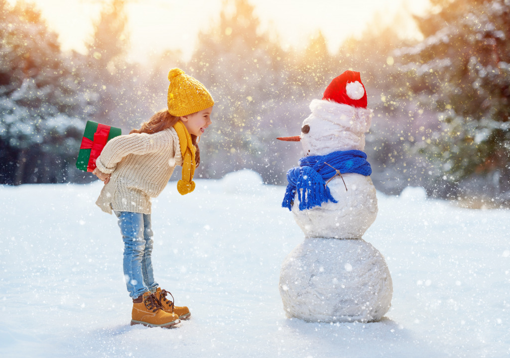 Playing With A Snowman jigsaw puzzle in People puzzles on TheJigsawPuzzles.com