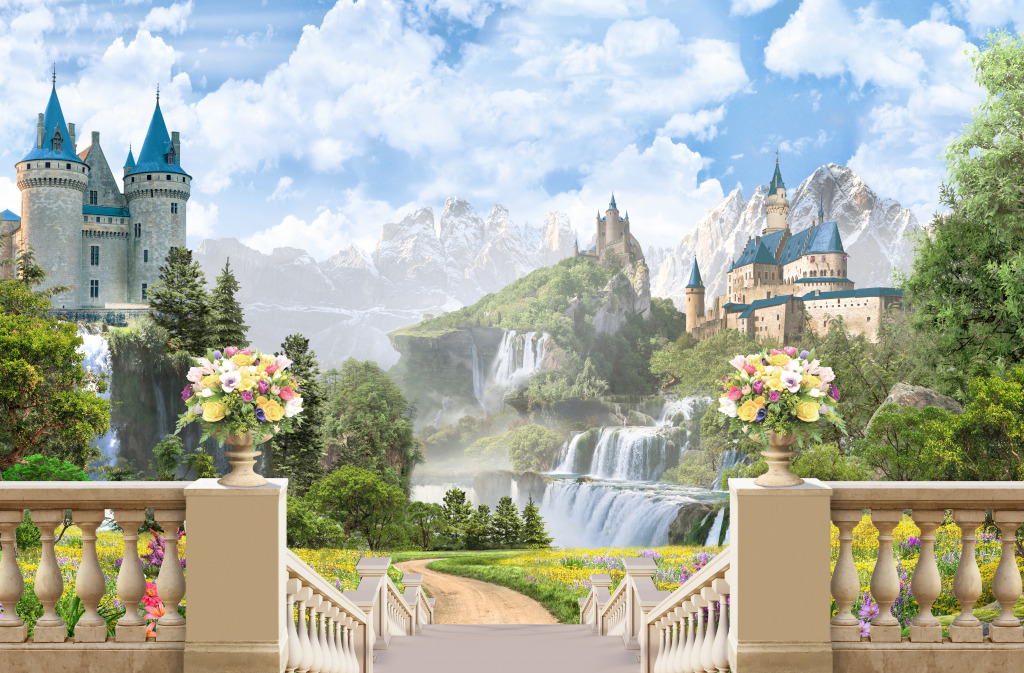 Landscape with a Castle jigsaw puzzle in Waterfalls puzzles on TheJigsawPuzzles.com