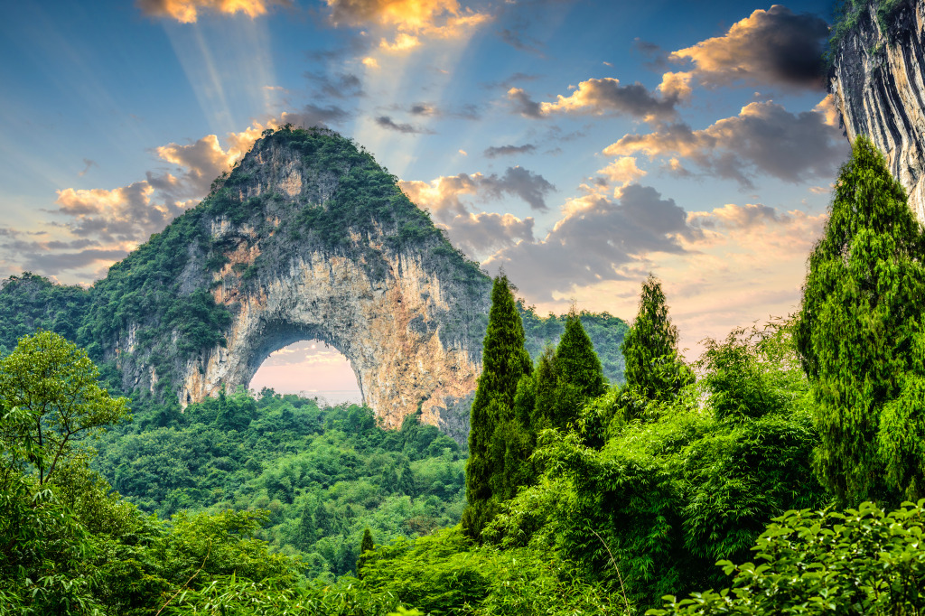 Moon Hill, Yangshuo, China jigsaw puzzle in Great Sightings puzzles on TheJigsawPuzzles.com