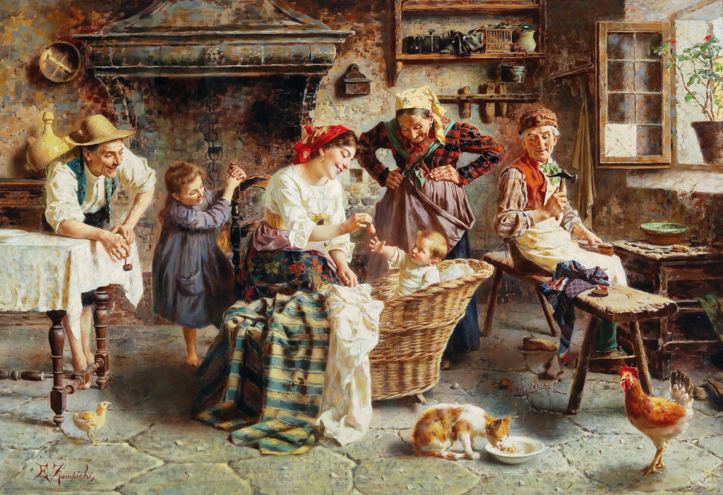A Happy Family jigsaw puzzle in Piece of Art puzzles on TheJigsawPuzzles.com