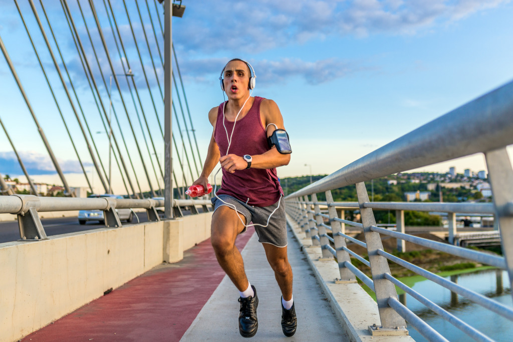 Jogging on a Bridge jigsaw puzzle in People puzzles on TheJigsawPuzzles.com