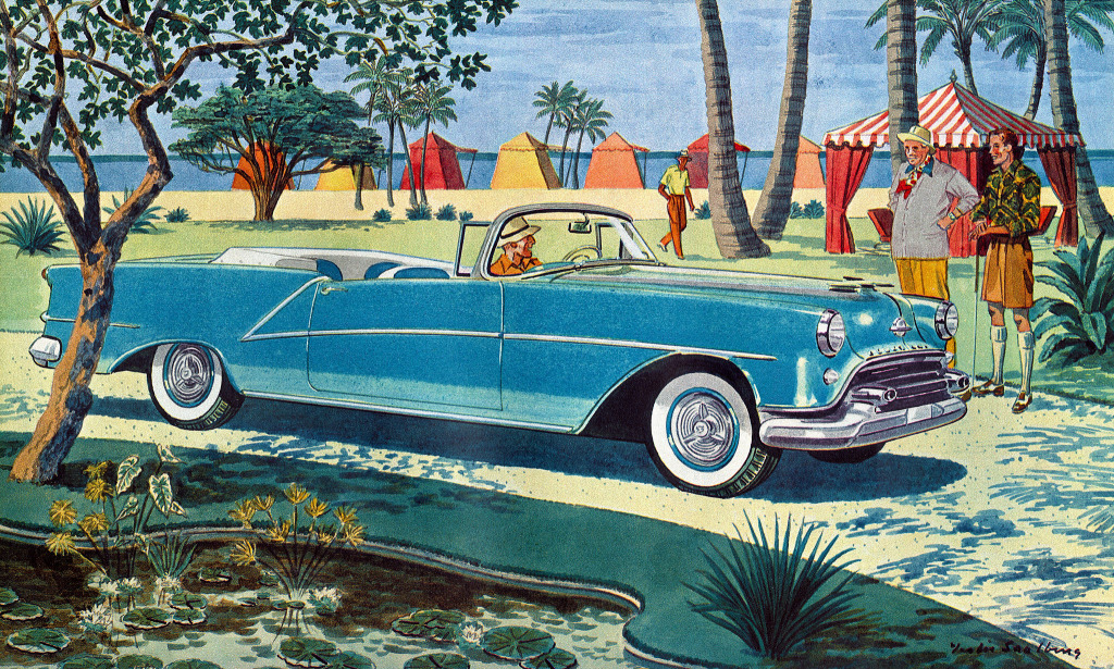 1954 Oldsmobile Starfire jigsaw puzzle in Cars & Bikes puzzles on TheJigsawPuzzles.com