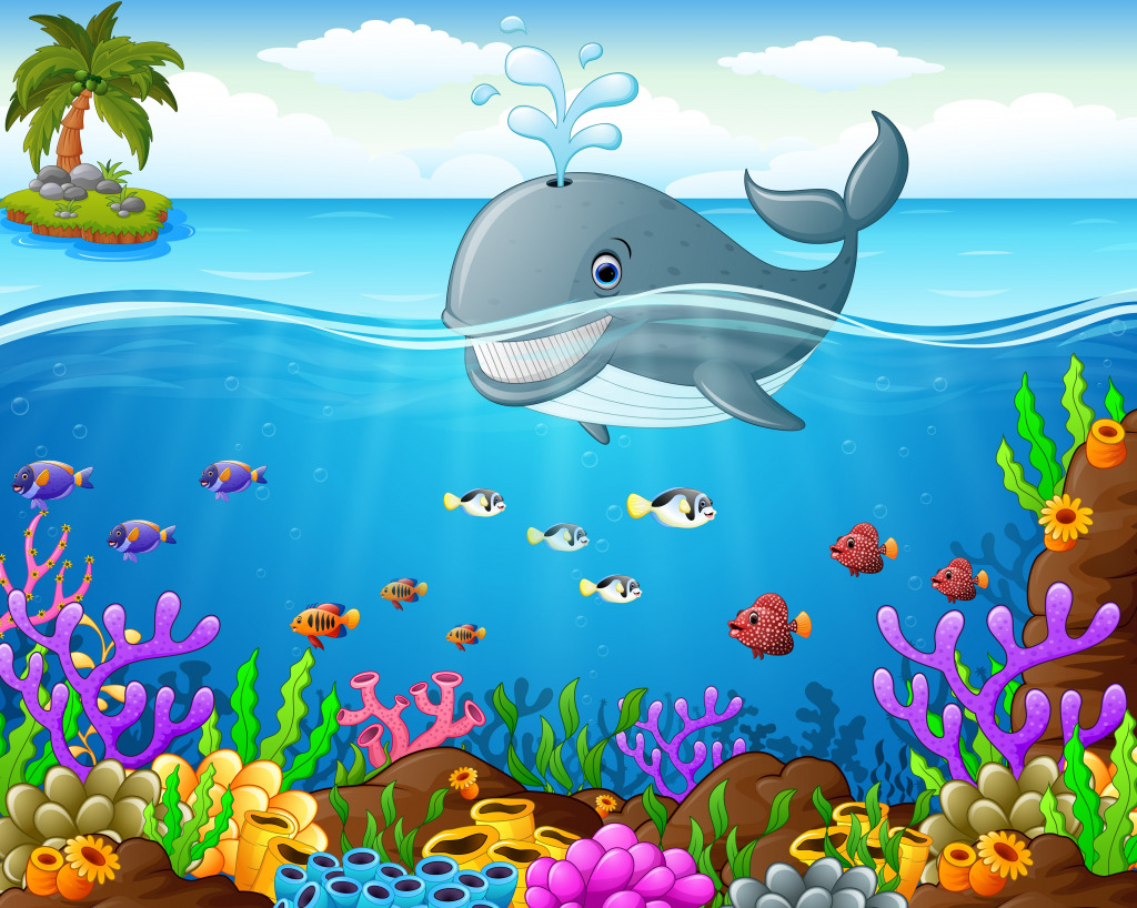 Счастливый кит jigsaw puzzle in Подводный мир puzzles on TheJigsawPuzzles.com