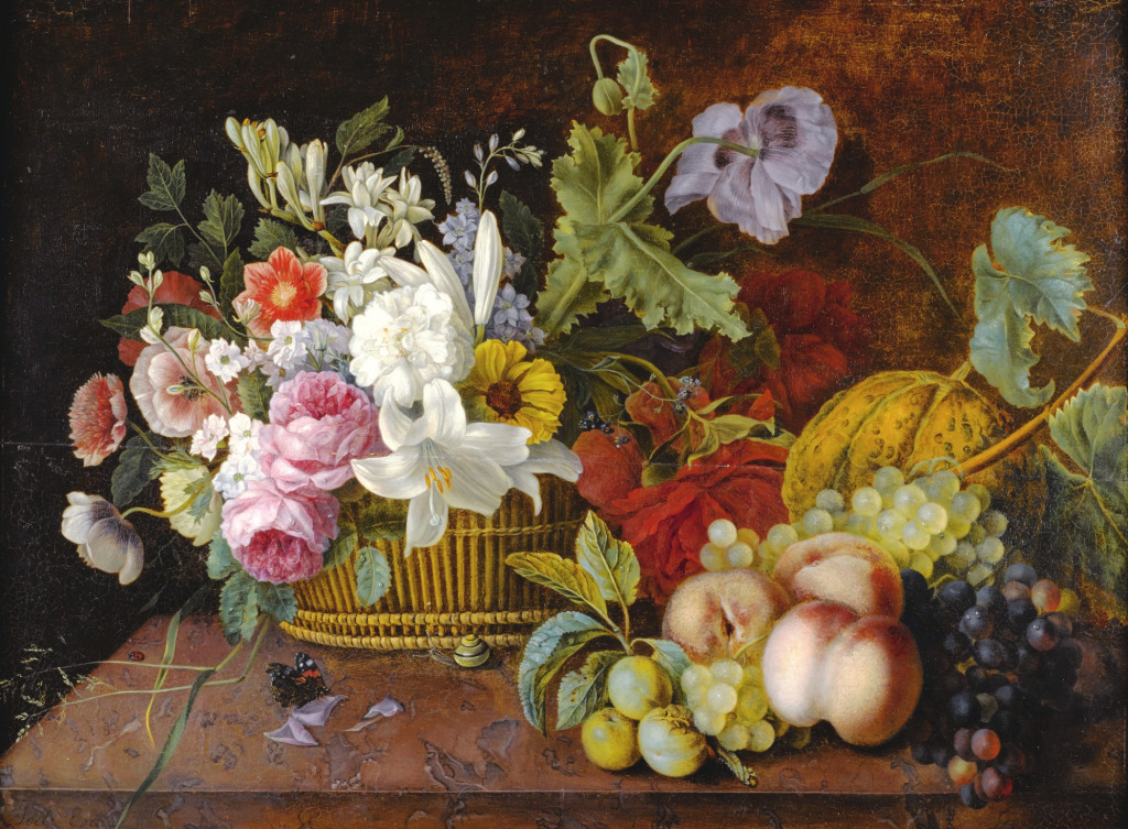 Still Life with Flowers and Fruit jigsaw puzzle in Piece of Art puzzles on TheJigsawPuzzles.com
