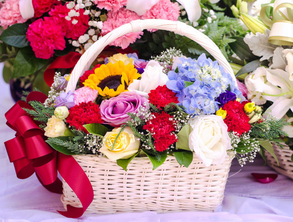Basket of Flowers jigsaw puzzle in Flowers puzzles on TheJigsawPuzzles.com