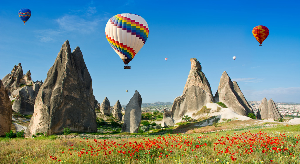 Ballons à air chaud au-dessus de Cappadocia, Turquie jigsaw puzzle in Aviation puzzles on TheJigsawPuzzles.com