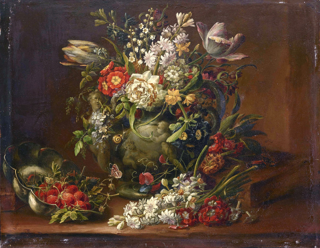 Flowers in a Vase on a Stone Plate jigsaw puzzle in Piece of Art puzzles on TheJigsawPuzzles.com