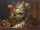 Flowers in a Vase on a Stone Plate